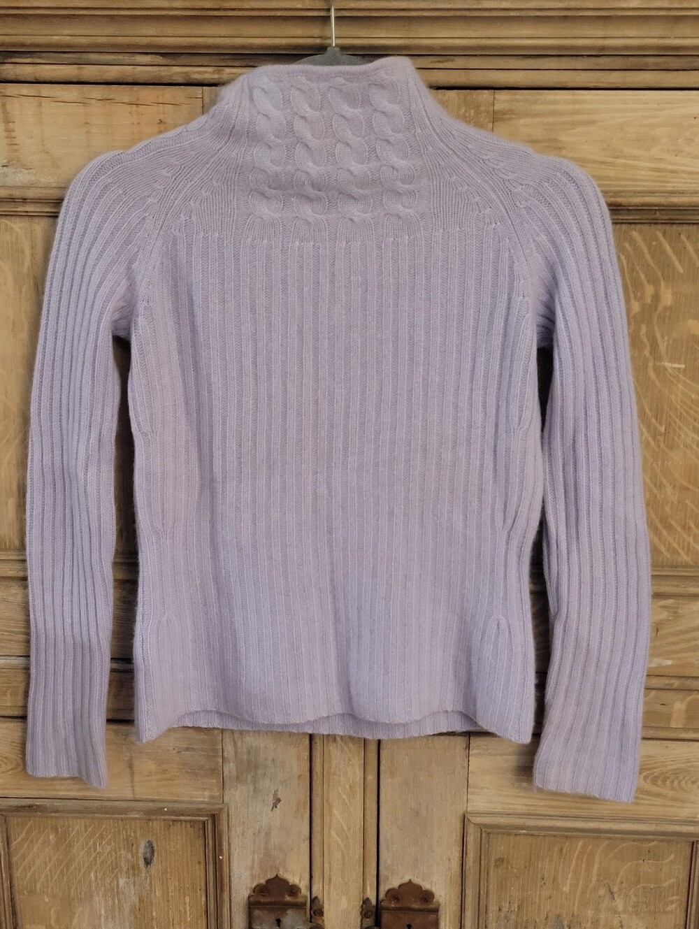 Belford 100% Cashmere Cable Knit Turtleneck Sweater Lavender S